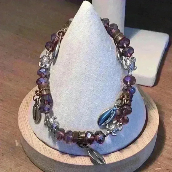 Vintage Stretch Bracelet with Sea Theme - Turtle and Lobster/ Crab Claw - Picture 1 of 4